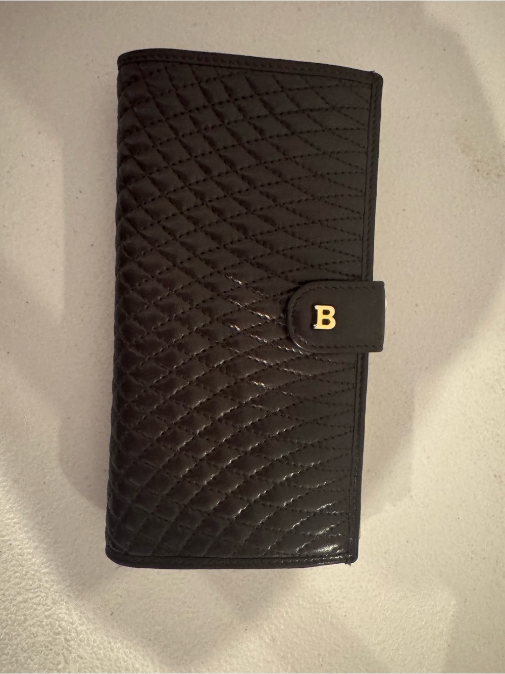 Vintage Bally Brown Quilted Leather Continental Wallet Gold B Logo